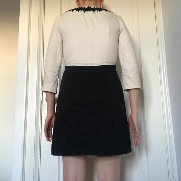 French Connection Black and Cream Dress - Picture 3 of 6